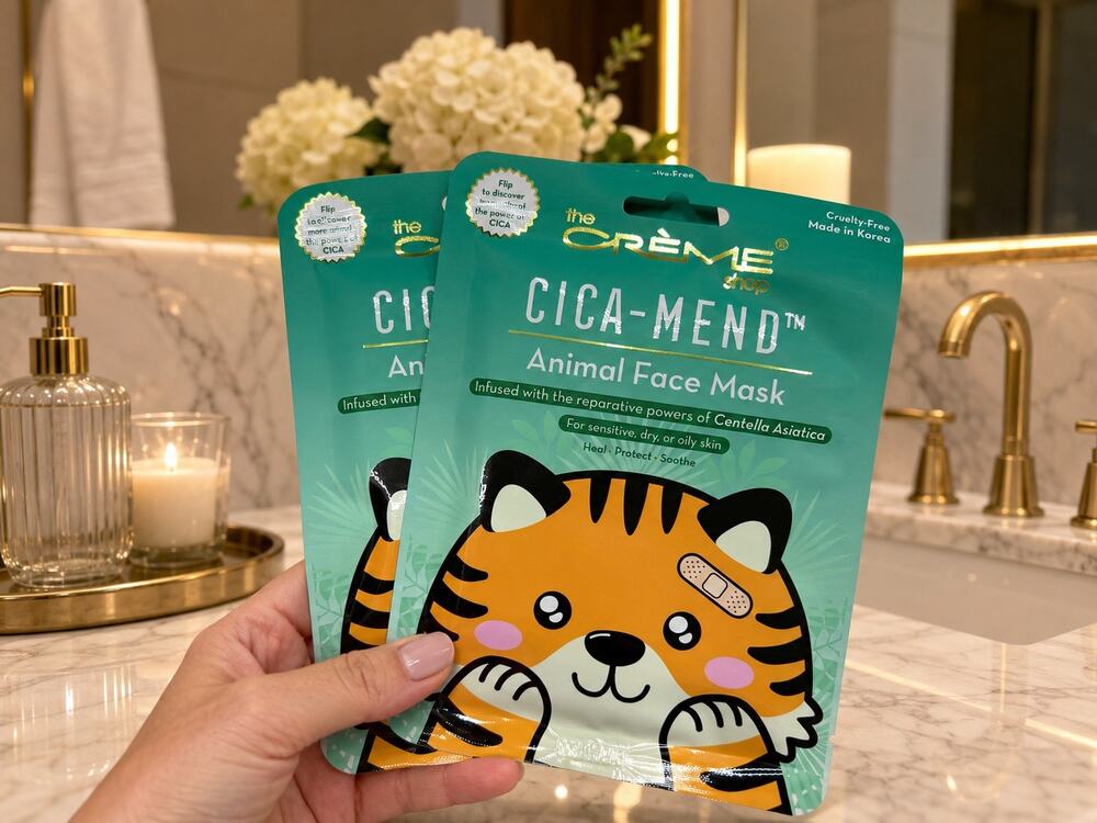 The Crème Shop Tiger Face Masks Set of 2 Centella Asiatica Sheet Masks